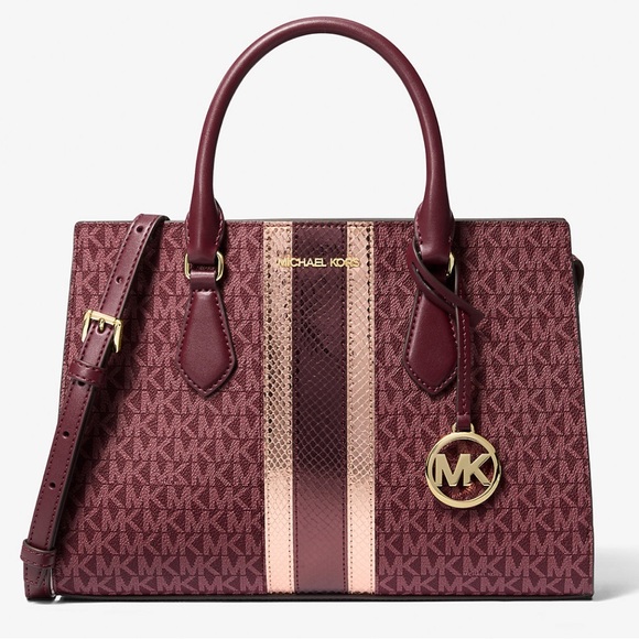 Michael Kors Sheila Medium Signature Logo and Metallic Satchel Crossbody CZ NWT - Picture 3 of 16